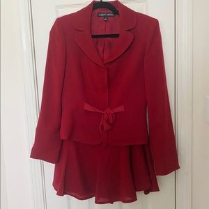 Albert Nipon 100% Wool Jacket Skirt Set